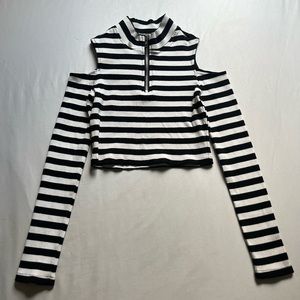 Killstar Black and White Striped Crop Top